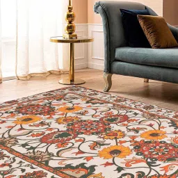 blanc9 Orange Cotton Traditional 5.7 x 4 Feet Dhurries image 2