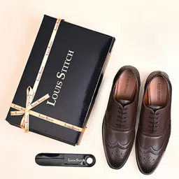 louis stitch Brown Wingtip Style Brogue Formal Shoes for Men - UK 9 Brogues For Men image 5