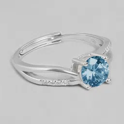 zavya Silver Cubic Zirconia Rhodium Plated Ring image 2