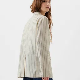 gap Linen Blend Striped Coat For Women image 2