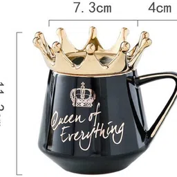nyrwana delivering smiles in inida Queen of Everything with Crown Lid & Golden Crown Spoon Coffee Ceramic Coffee Mug image 2