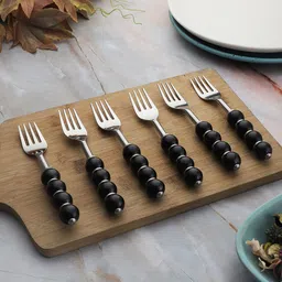 vareesha Regal Black Beads Stainless Steel Spoons Set of Six Stainless Steel Cutlery Set image 2