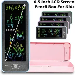 bongiecom LED PENCIL BOX Built-in LCD Writing Tablet, Lock Screen Feature, Effortless Erasing Art Plastic Pencil Box-picture-26