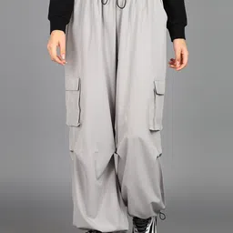 1stlov Women Loose Fit Grey Polyester Trousers-picture-23