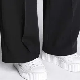 next one Women Loose Fit Black Lycra Blend Trousers image 3