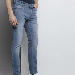 the indian garage co. Men Slim Mid Rise Blue Jeans image 2