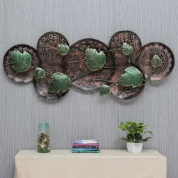 desert oak Wrought Iron Decorative Leaf Wall Art With Led In Multicolour image 2