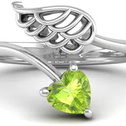 bluejwel 925 sterling silver August - Peridot: Angel Wing Ring Sterling Silver Peridot Sterling Silver Plated Ring image 2