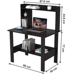 samt Compact Study Desk with Hutch & Shelf | MDF Workstation Engineered Wood Study Table image 2