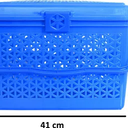 kuber industries Plastic Plastic Multipurpose Trendy Shopping Big Basket with Lid (Blue) Storage Basket image 3