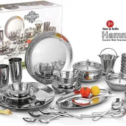 indianartvilla Pack of 52 Stainless Steel Dinner Set image 1