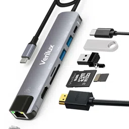 MAYCREATE USB C Hub with Ethernet RJ45 7 in 1 USB Type C Hub with 4K HDMI and PD Charging USB C Hub 7 in 1 Type C Adapter with HDMI SD Ethernet Port Docking Station-picture-36