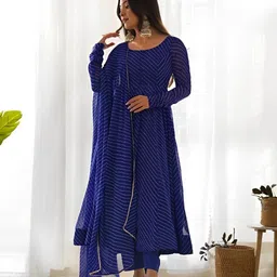 ssicreative Striped Georgette Stitched Anarkali Gown image 2