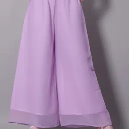 somvati Women Loose Fit Purple Georgette Trousers-picture-11