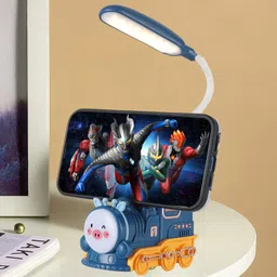flezny Cartoon Locomotive Pen and Mobile Holder with USB Rechargeable Desk Lamp Study Lamp image 4