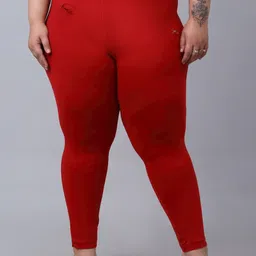 trend level Women Regular Fit Red Cotton Blend Trousers-picture-10