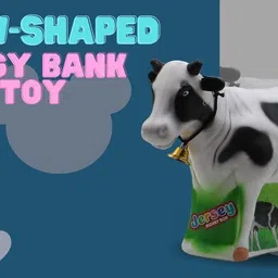 neoinsta shopping Medium size cute cow piggy bank with realistic look white color toy for kids Coin Bank image 2