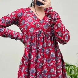 aadinath fashion Casual Regular Sleeves Printed Women Red Top-picture-21