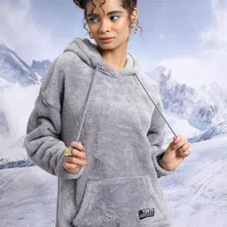 tokyo talkies Women Full Sleeve Solid Hooded Sweatshirt image 1
