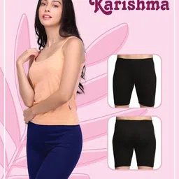 lux karishma Pack of 3 Solid Women Black Cycling Shorts image 2