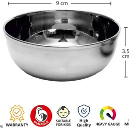 kechzy Stainless Steel Serving Bowl Premium Collection Stainless Steel Bowl Katori Set/Small Wati Bowl with Superior Mirror Finish/Permanent Laser Print Floral Design Heavy Gauge Serving Bowl, 9.5 cm Diameter (Set of 6) image 5