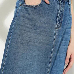 max Women Solid Regular Blue Skirt image 5