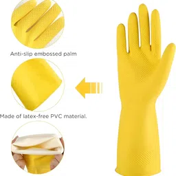 donizard Multipurpose Household Rubber Gloves Combo Pack 3 Pairs Multicolor Reusable Rubber Safety Gloves image 2