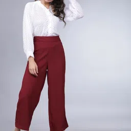 tokyo talkies Women Regular Fit Maroon Viscose Rayon Trousers image 5