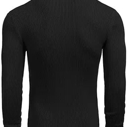 shubem enterprises Men Solid High Neck Black Sweater image 2