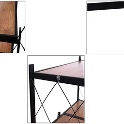 iris 4-Tier Foldable Storage Shelves, Wide Folding Wooden Shelf with Caster Wheels for Garage, Kitchen, Home, Closet, Office, No Assembly Needed Engineered Wood Open Book Shelf image 5