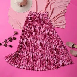 zwerlon Women Printed A-line Red Skirt-picture-15