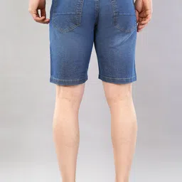 nivasu Solid Men Blue Denim Shorts image 2