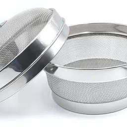 ehouseall store Stainless Steel Fruit Basket for Dining Table With Net Cover & Lid_9 INCH _ Stainless Steel, Steel Fruit & Vegetable Basket image 2