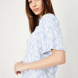 max Casual Regular Sleeves Printed Women Light Blue, White Top image 5