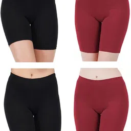 arla apparel Pack of 4 Solid Women Multicolor Cycling Shorts-picture-18