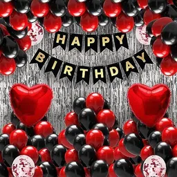 globalparty Black, Silver, Red Happy Birthday Decoration Kit Combo For Boys Girls/friend Pack of 33-picture-10