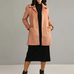 honnete 100 % Polyester Solid Coat For Women image 1