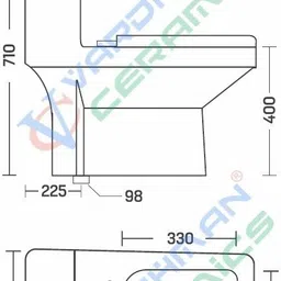 vardhman ceramics One Piece Water Closet for Toilet Bathroom Ewc S Trap 225mm / 9 Inch Ripone Western Commode image 2