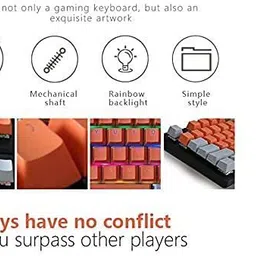 Etzin A300 Mechanical Gaming Keyboard Types Switch Gamer Keyboard Double Color Wired USB Standard Gaming Keyboard Compatible with Desktop, Laptop, Mac image 2