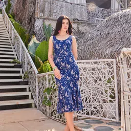 purvaja Women Bodycon Blue Midi/Calf Length Dress image 4