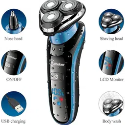 Hatteker Men's 2 in 1 USB Rechargeable Waterproof Electric Razor Beard Shaver and Dry Nose Hair Trimmer Trimmer 60 min Runtime 2 Length Settings image 2