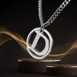 d2fashion Stylish D Letter Pendant With Stainless Steel Silver Chain in Silver Metal Pendant image 2