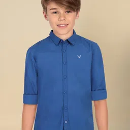 Allen Solly Junior Boys Spread Collar Solid Cotton Slim Fit Casual Shirt-image-45