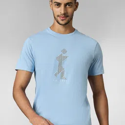 LOUIS STITCH Men Super Combed Cotton Light Blue Regular Fit Round Neck T-Shirt-picture-30