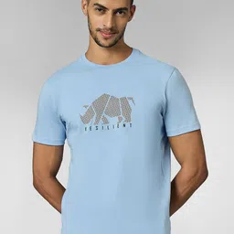 LOUIS STITCH Men Super Combed Cotton Light Blue Regular Fit Round Neck T-Shirt-picture-28