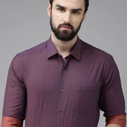 Arrow Men Purple Original Slim Fit Pure Cotton Formal Shirt-image-47