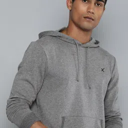 HRX by Hrithik Roshan Men Grey Melange Solid Hooded Sweatshirt-picture-28