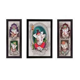 eCraftIndia Set of 3 Multicoloured Lord Ganesha UV Wall Art image 2