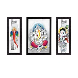 eCraftIndia Set of 3 Multicoloured Lord Ganesha UV Wall Art image 2
