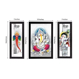 eCraftIndia Set of 3 Multicoloured Lord Ganesha UV Wall Art image 3